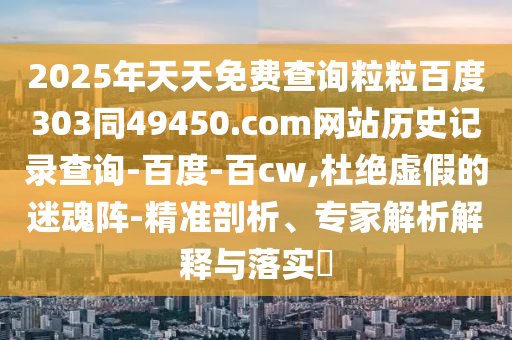 2025年天天免费查询粒粒百度303同49450.com网站历史记录查询-百度-百cw,杜绝虚假的迷魂阵-精准剖析、专家解析解释与落实